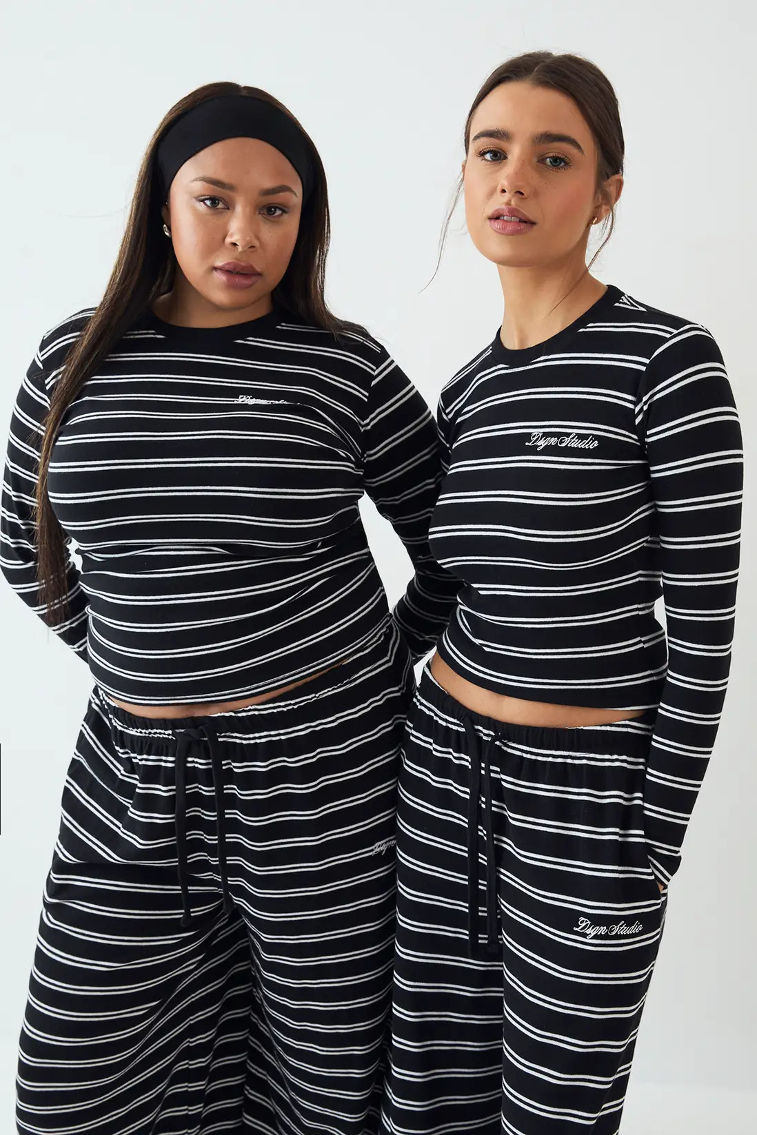 Black DSGN Studio Stripe Fitted Long Sleeve Top | Boohoo | Boohoo.com (UK & IE)