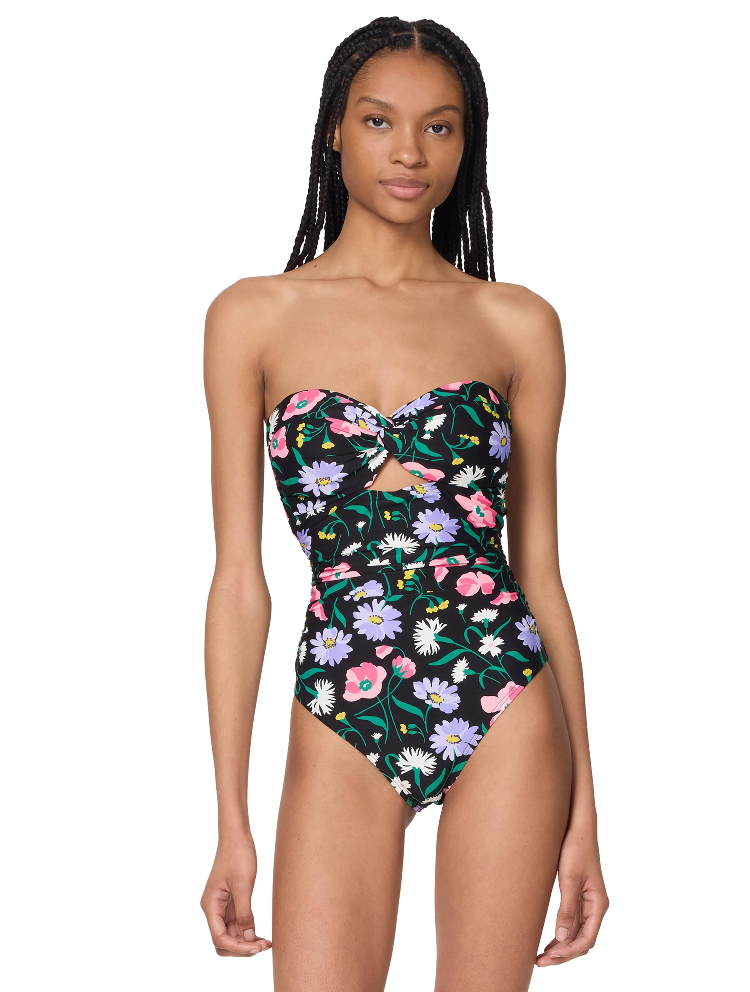kate spade new york Bandeau Shirred One Piece Swimsuit - Spring Bouque | Beach2Ocean
