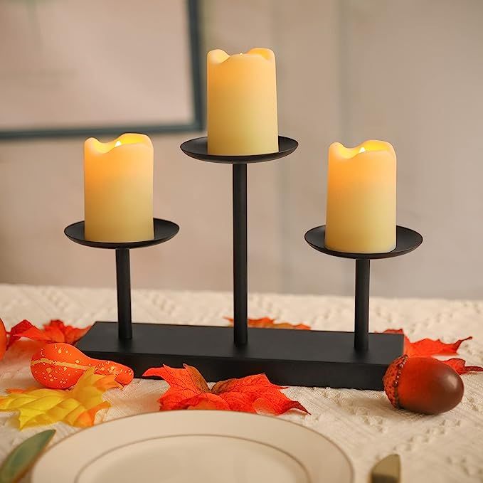 Matte Iron Pillar Candle Holder, Black Candlestick Holder for Halloween Thanksgiving Christmas Ho... | Amazon (US)