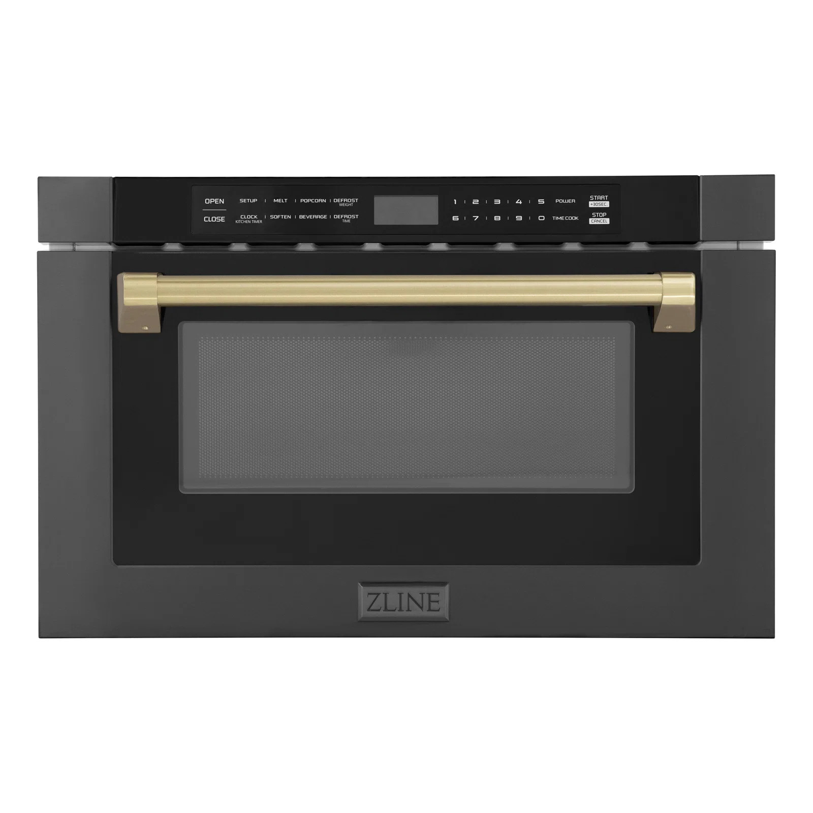 ZLINE 24 in. 1.2 cu. ft. Built-in Microwave Drawer in Black Stainless Steel and Champagne Bronze ... | Wayfair North America