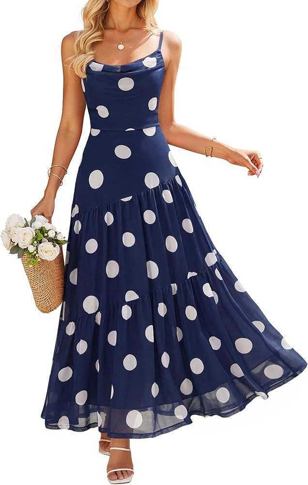 ZESICA Women's Summer Floral Sleeveless Maxi Dress 2026 Boho Mesh Beach Wedding Guest Spaghetti S... | Amazon (US)