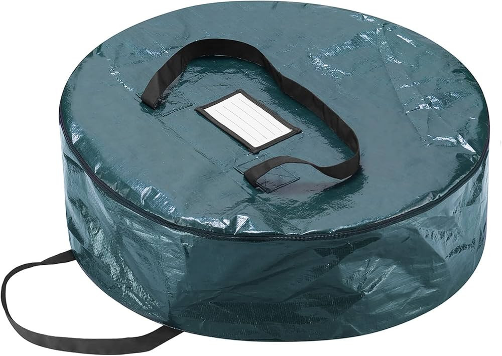 Christmas Wreath Storage Bag - 24-Inch Zippered Tote with Handles - Plastic Container for Artific... | Amazon (US)
