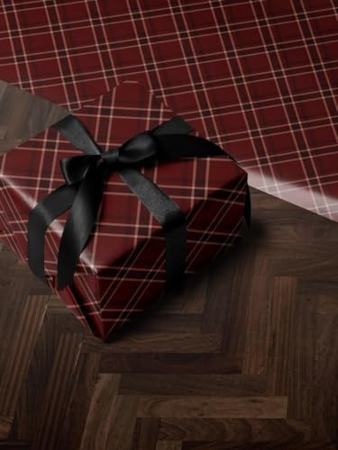 Red Plaid Wrapping Paper Roll, Retro Checkered Gift Wrap Sheet for Men Women, Classic Vintage Holiday Christmas Birthday Wedding Party Packaging Paper, Rustic Elegant Gift Wrap | Amazon (US)