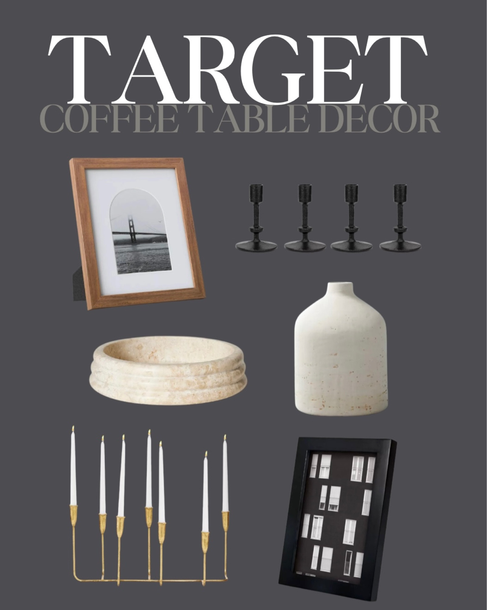 Coffee table decor, coffee table accessories, coffee table decor ideas, target finds, home decor, home styling, home inspo, home accessories, photo frames, candle holder, decorative tray, decorative vase 

#LTKhome #LTKstyletip #LTKU