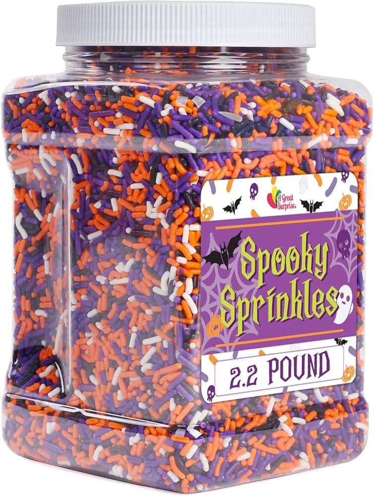 A Great Surprise Halloween Sprinkles - 2.2 LB - Orange, Black, Purple and White Jimmies - Spooky ... | Amazon (US)