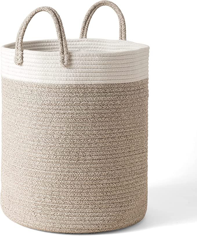 La Jolíe Muse Laundry Basket, Toy Storage Basket For Kid, Cotton Rope Blanket Basket Large Woven... | Amazon (UK)