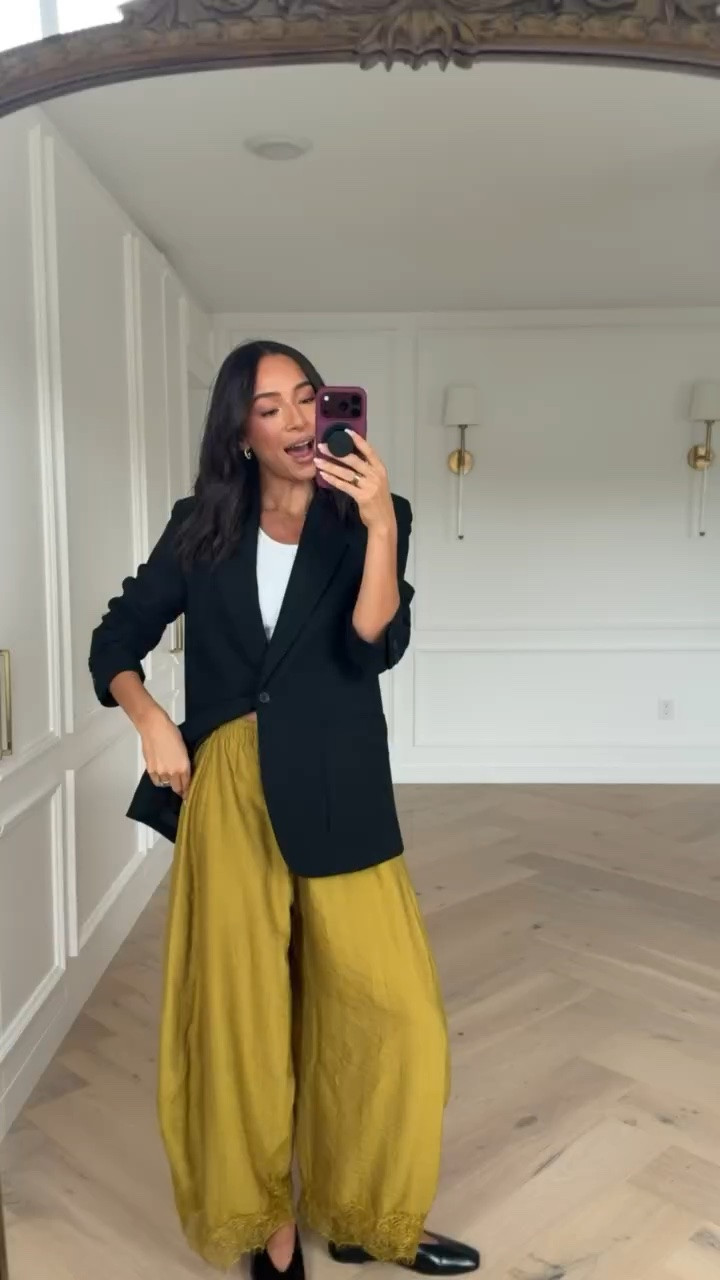 Fall outfit! Love these pants styled with a blazer for a causal office outfit! Wearing size S white tank, size S black blazer, and size S tall lace trim tapered pants 

fall fashion, casual outfit, date night outfits, fall fashion hauls, workwear, work outfit, blazer outfit