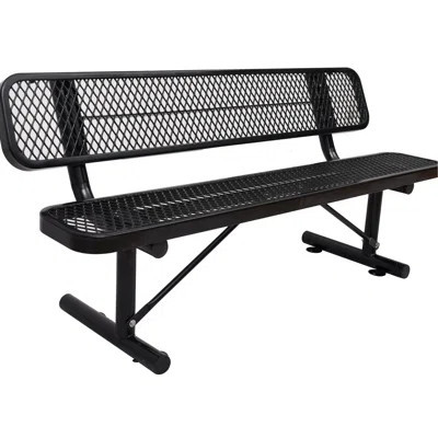 6 Ft. Outdoor Steel Bench With In Black - Robust Perforated Metal, Layer 72"l X 24"w 33"h Great For Lawn, , Patio, Porch, Deck And , | Wayfair North America