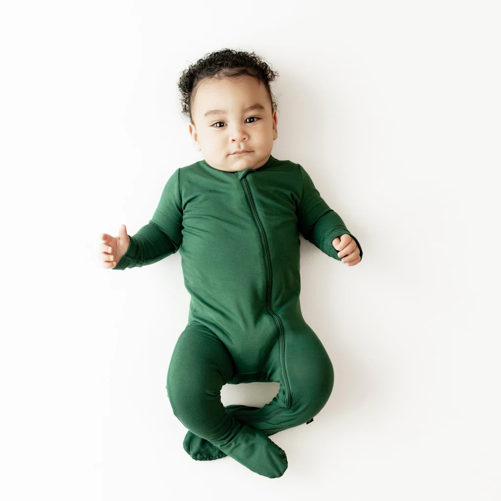 Zippered Footie in Evergreen | Kyte BABY