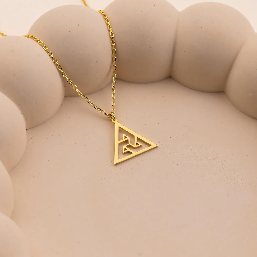 14K Gold Geometric Triangle Necklace \u2013 Dainty Open Triangle Pendant, Minimalist Modern Jewel... | Etsy (Global)