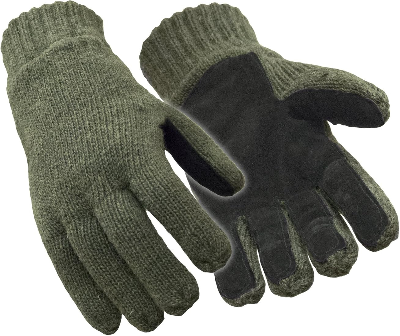 RefrigiWear Thinsulate Insulated Fleece Lined 100% Ragg Wool Leather Palm Gloves (Green, Large) a... | Amazon (US)