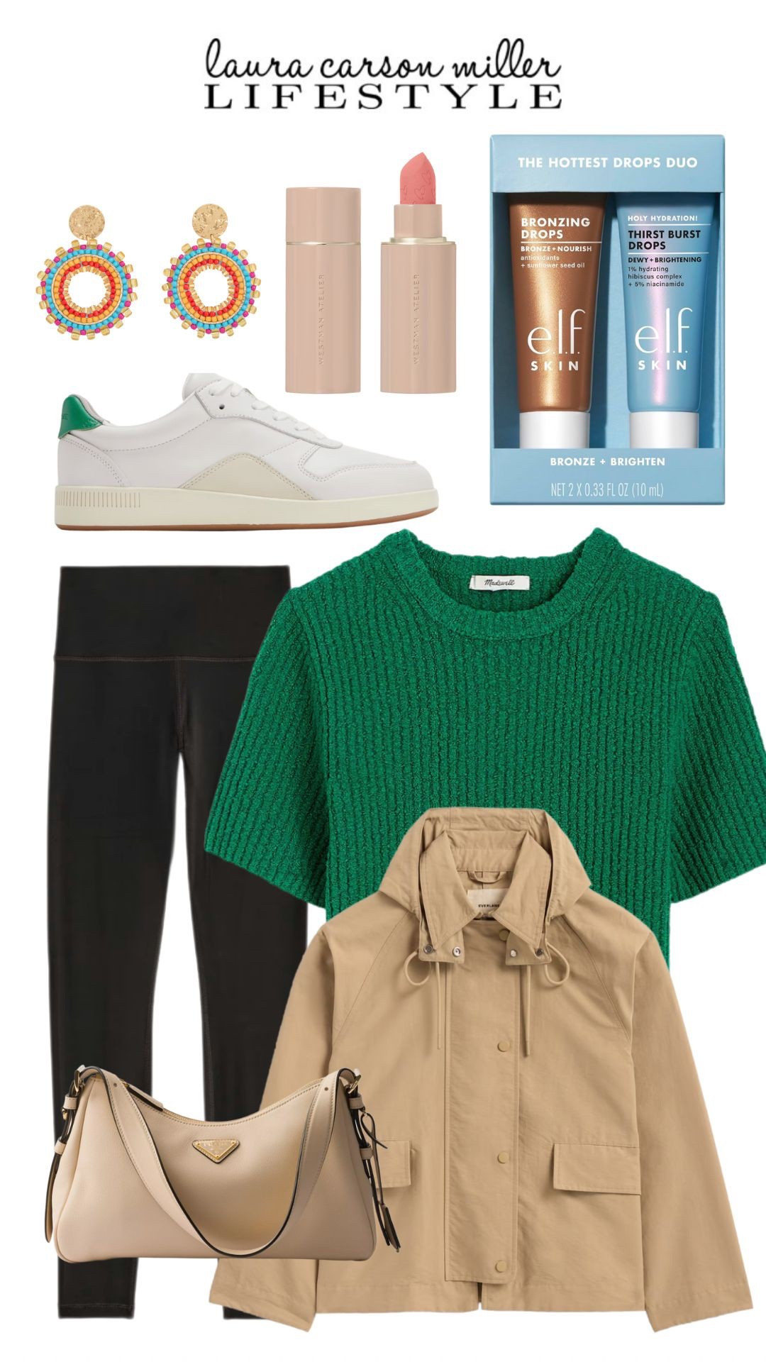 Casually chic at home or on vacation- this is your spring athleisure look that is so easy to change up with different tops, leggings or sneakers. I own this anorak in red, I have a separate post where I’m wearing it so you can see how it fits. It is such a GREAT JACKET and I’m so thrilled I got one as this brand only makes limited runs! Bronzing drops are the newest way to get a beautiful glow. Try them today! 
Laura Carson miller, athleisure, active wear, leggings, anorak, sneakers, bronzing drops, natural beauty, glowing skin, nude makeup, vacation outfit, brunch outfit, dining al fresco, spring style 

#LTKBeauty #LTKStyleTip #LTKActive