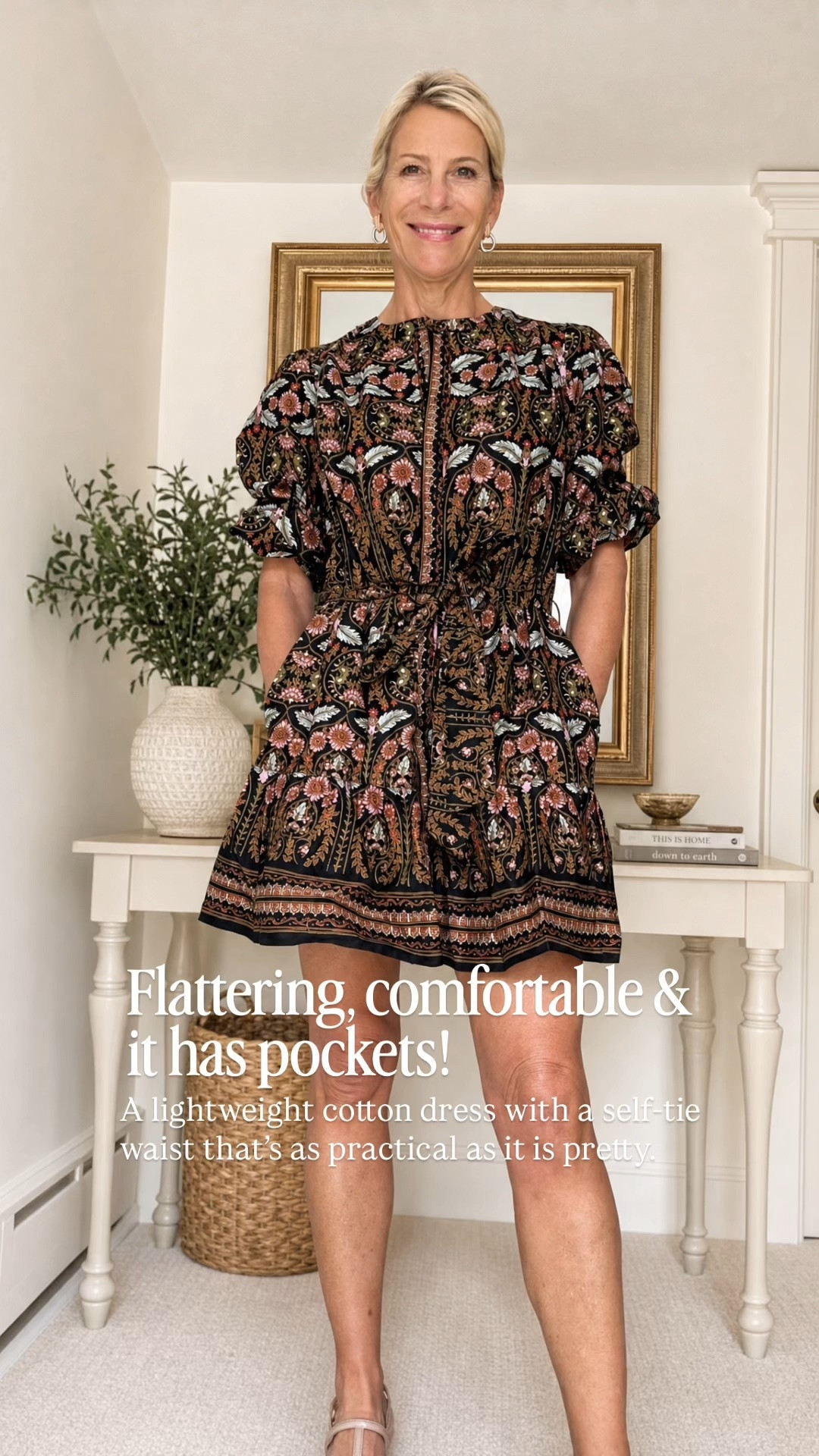 This black floral print dress is one of those effortless pieces you’ll wear on repeat this fall. The 100% cotton fabric, flattering tie waist, and pockets make it as comfortable as it is beautiful. Perfect with ankle boots now and easy to dress up for dinner or weekend plans.

👩‍💻 LTK PRO TIPS
❤️ Heart = Support my posts ;-)
🔖 Save = Get sale & restock alerts for the things you love!
📋 Lists = Keep favorites organized (List ideas: Christmas, Birthdays, and Vacations!)
📲 Share = Send lists and products to a friend (or your daughters like me).
💬 Comment = Ask me anything, and I’ll answer. ;-)

#LTKootd #LTKOver40 #LTKSeasonal