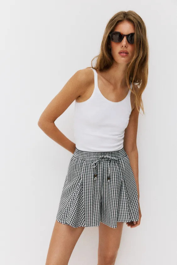 FLARED GINGHAM SKORT | Zara UK