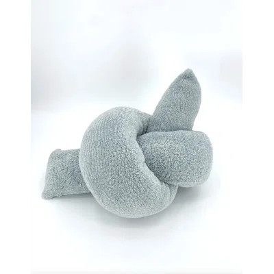Pale Blue Curly Sheepskin Knot Pillow | Wayfair North America