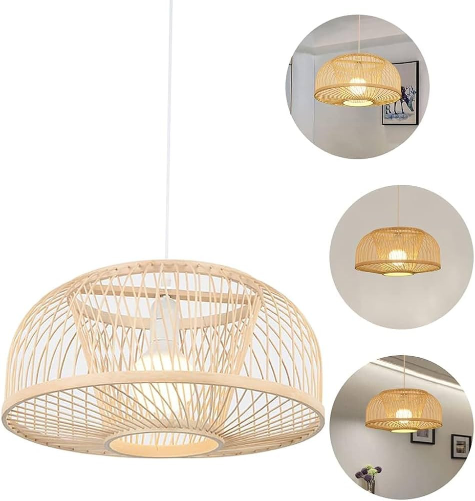 Wood Battery Operated Hanging Lamp，Pendant Llight with Remote Dimmable Bulb，not Hardwired Fix... | Amazon (US)