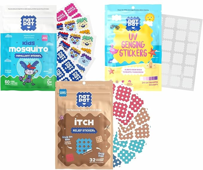 NATPAT BuzzPatch (60 Mosquito Stickers) MagicPatch (32 Itch Relief Patches) and SunnyPatch (24 UV... | Amazon (US)