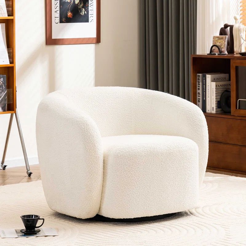 Munehito Upholstered Swivel Accent Chairs, Boucle Swivel Barrel Chair, Arm Chairs for Small Space | Wayfair North America