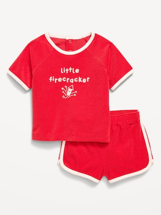 Short-Sleeve Terry Graphic Top and Shorts Set for Baby | Old Navy (US)