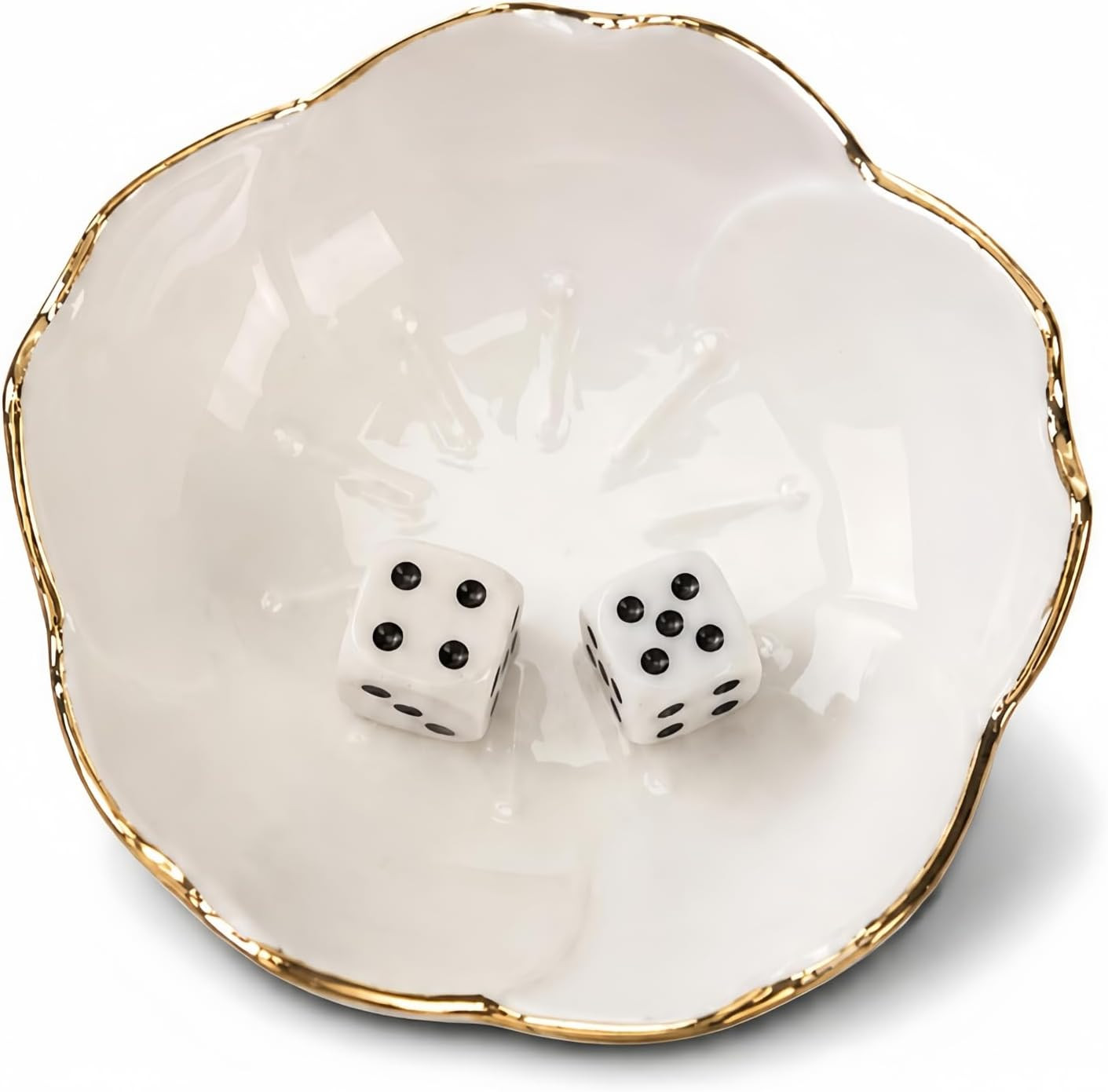 Mahjong Dice Dish White Ceramic Tile-Inspired Dice & Chip Tray for Game Night, Small Accessory Holder for Coins, Markers, Jewelry, Desk, or Tabletop Organizer | Amazon (US)