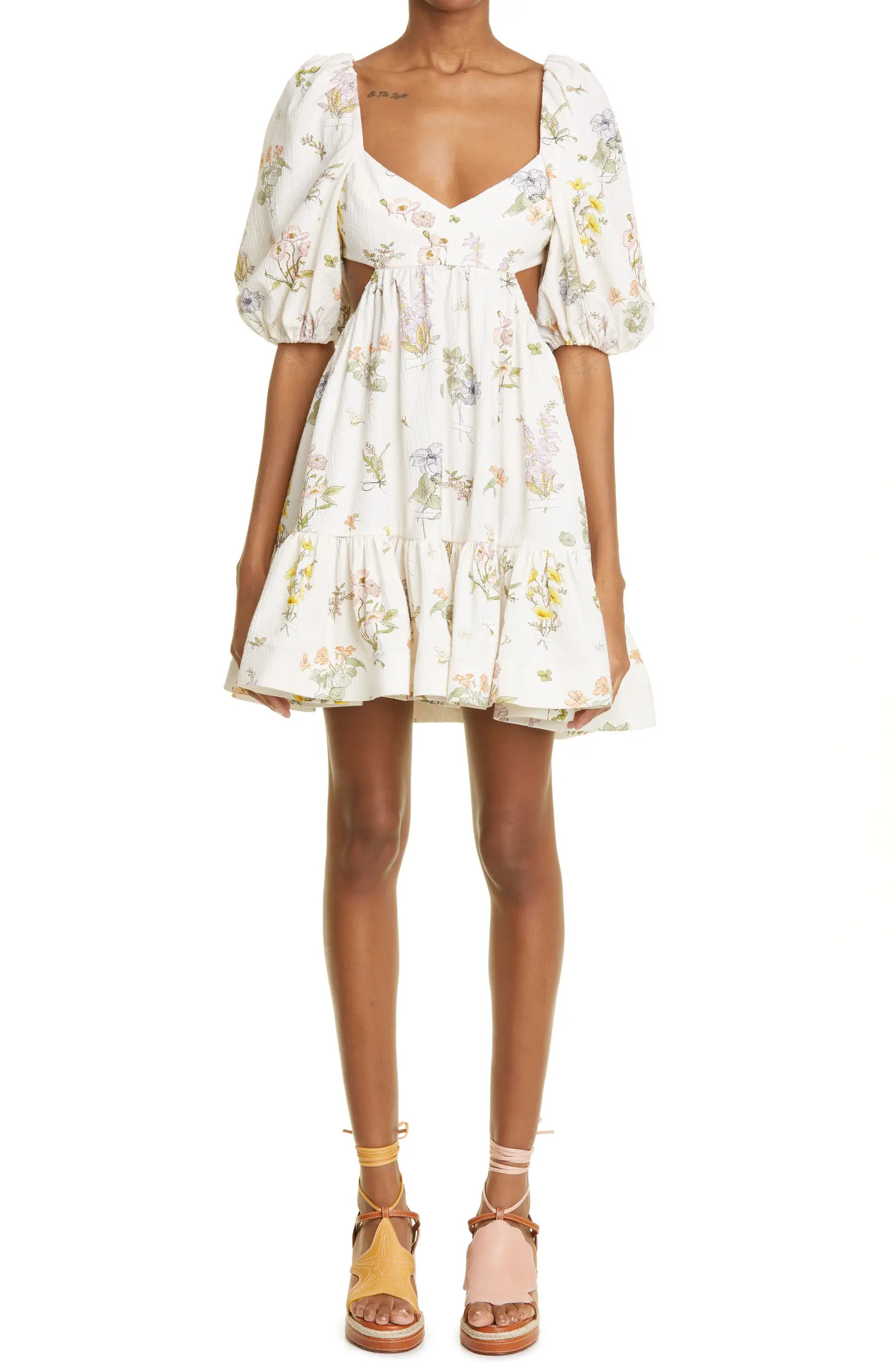 Zimmermann Floral Print Cutout Babydoll Dress | Nordstrom | Nordstrom