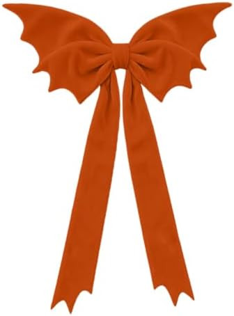 45"x27" Gaint Velvet Halloween Bow for Wreath, Black Bat Bow Decor，Orange | Amazon (US)