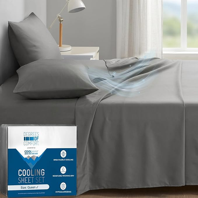 Degrees of Comfort Coolmax® Cooling Bed Sheets Queen Size for Hot Sleepers, Moisture Wicking She... | Amazon (US)