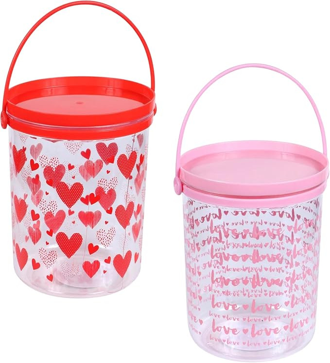 A1U Valentine's Day-Themed Plastic Buckets with Lids, Assorted Holiday Themed-Party Gift Favors S... | Amazon (US)