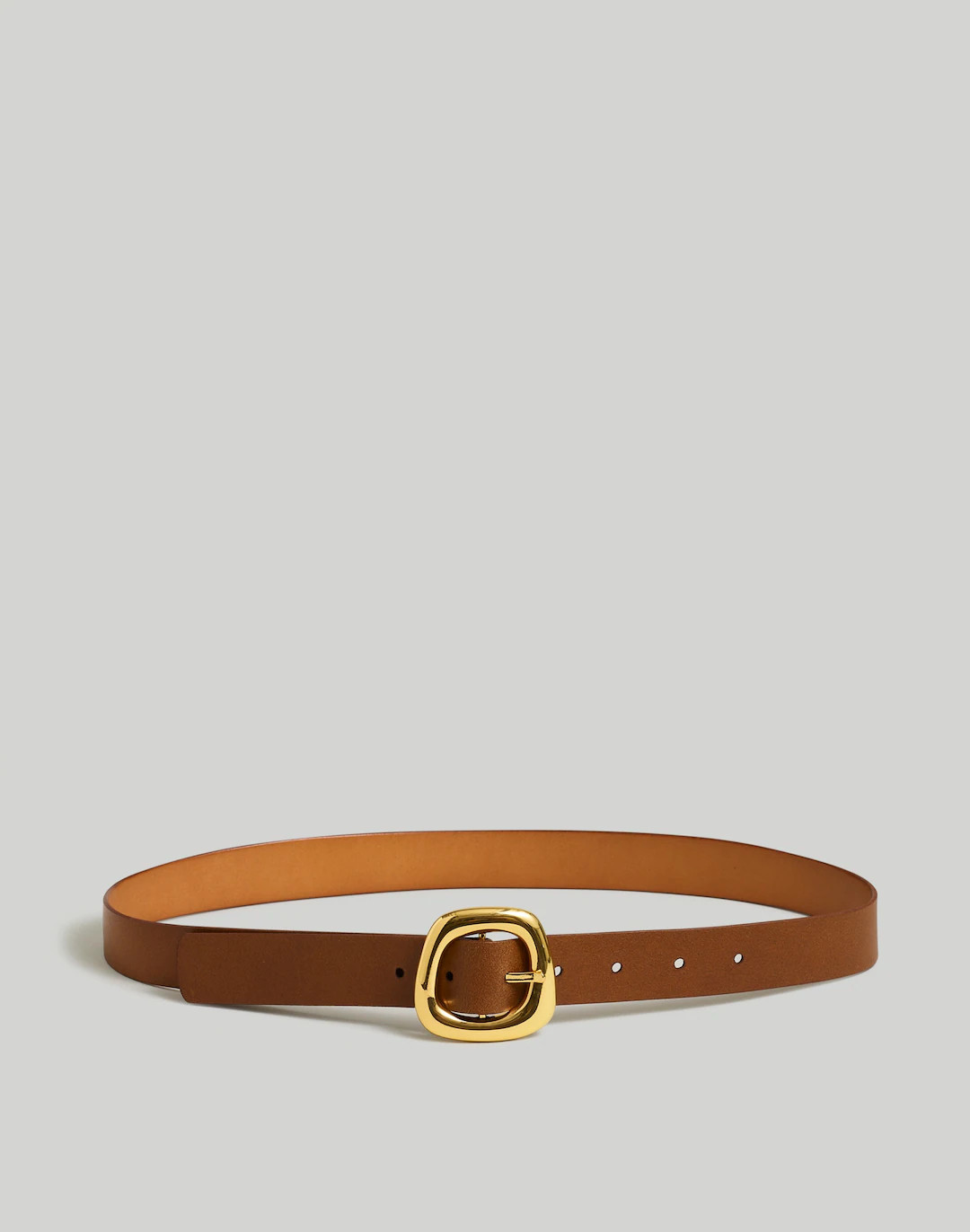 Puffed-Buckle Leather Belt | Madewell