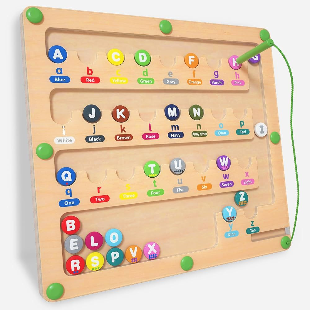 Magnetic Alphabet Maze for Toddlers: Montessori Toys for 3+ Year Old, Learning Color and Number S... | Amazon (US)