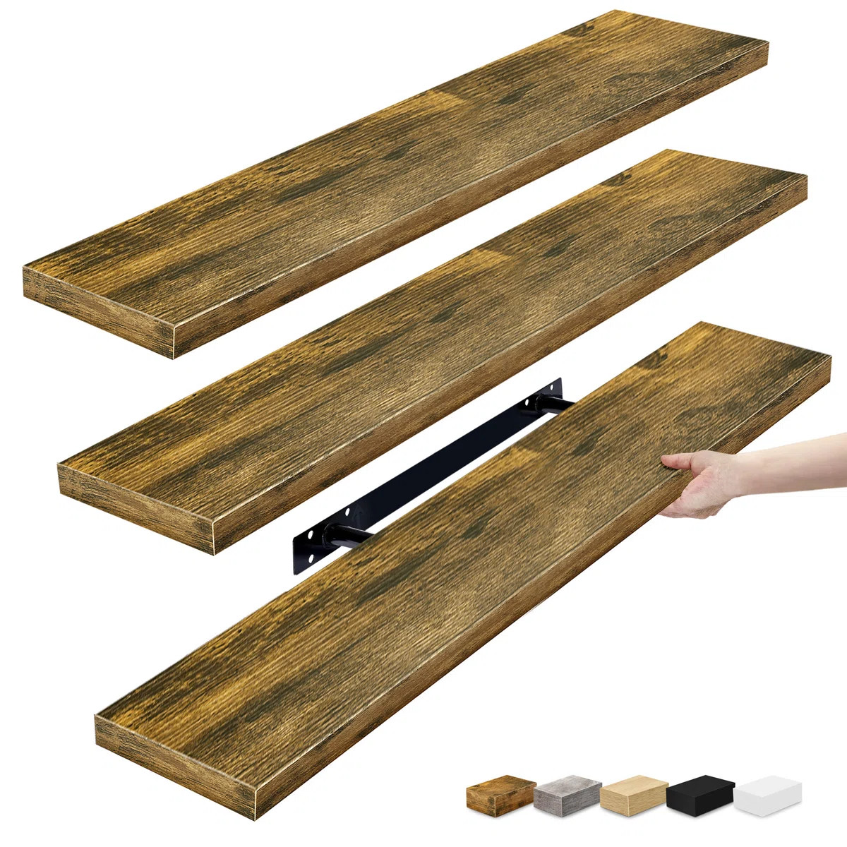 Sorbus Floating Shelves for Wall - Set of 3 Long Floating Shelves for Bedroom, Kitchen, Living Ro... | Wayfair North America