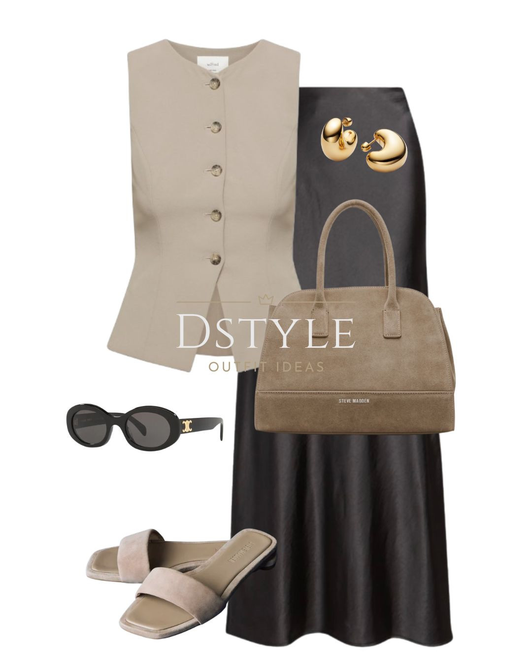 Taupe vest/ waistcoat, black satin skirt, taupe suede sandal and bag bundle. 

 

#LTKStyleTip #LTKWorkwear #LTKShoeCrush