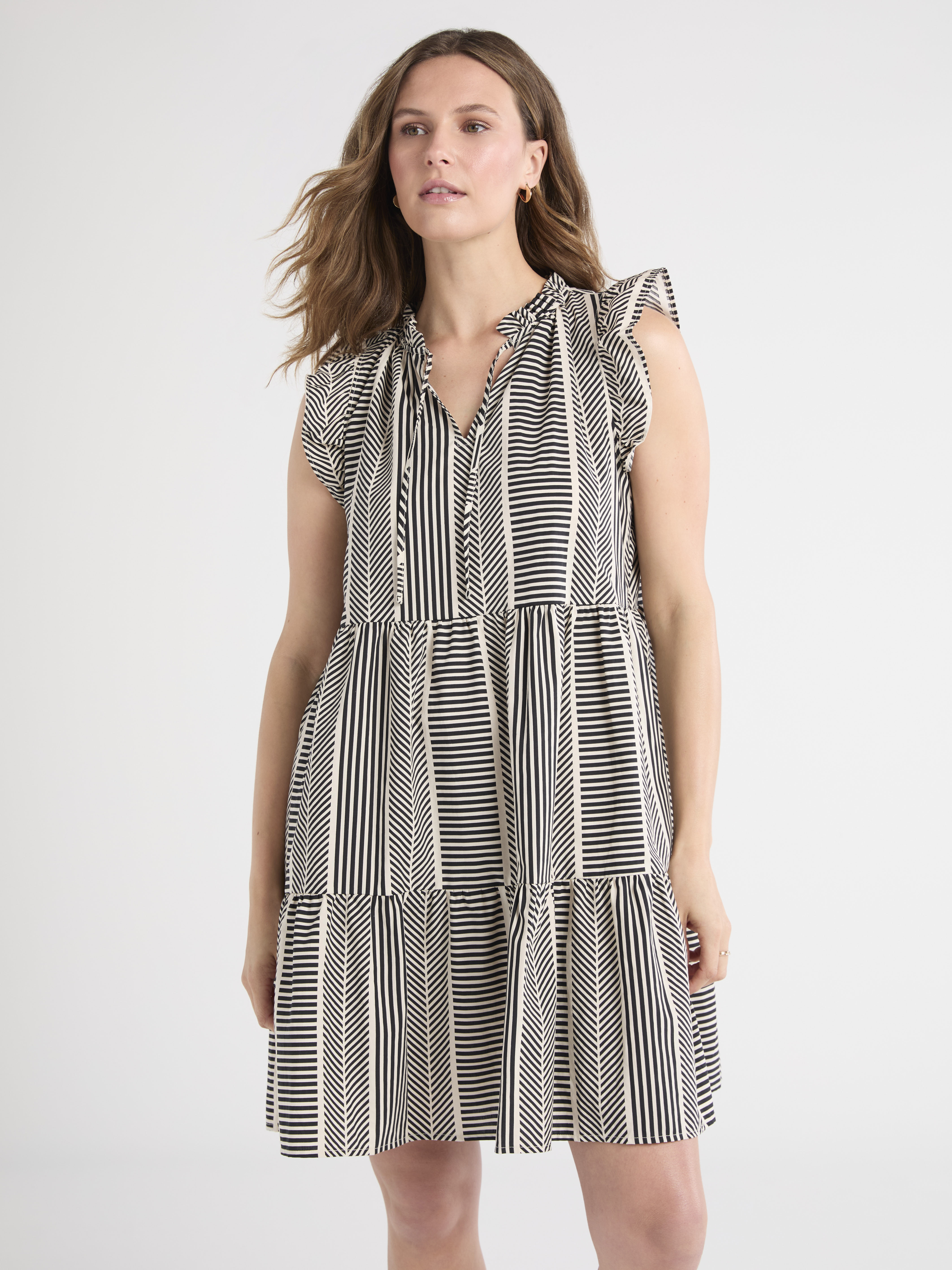 Time and Tru Women's Flutter Sleeve Mini Dress, Sizes XS-XXXL | Walmart (US)