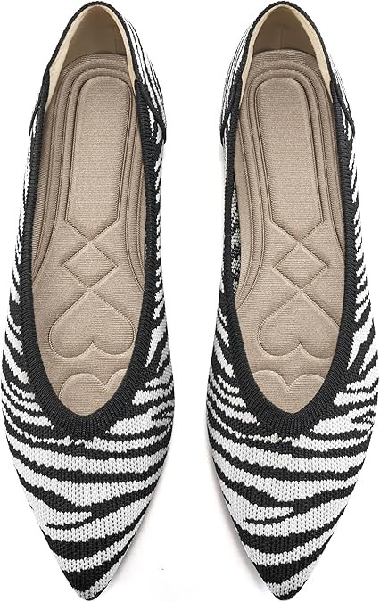HARENCE Women's Flats Ballet Shoes: Comfortable Pointed Toe Soft Knit Flat Casual Slip On Work Dr... | Amazon (US)