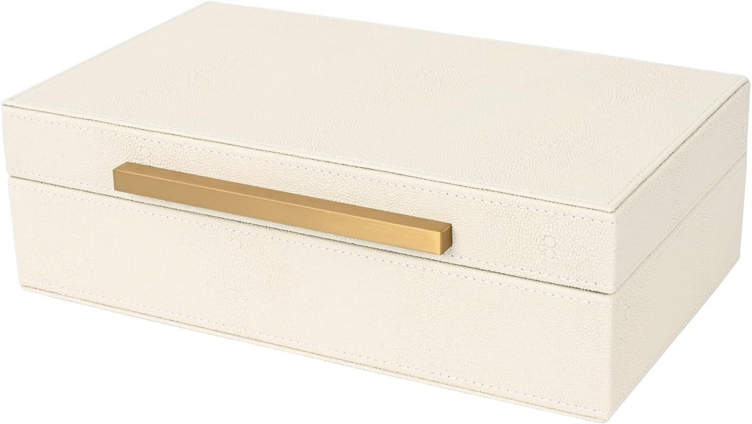 Beige Shagreen box Faux Leather Decorative Boxes,Keepsake And Memory Storage Decorative Boxes wit... | Amazon (US)