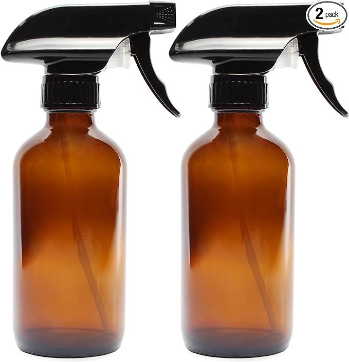 8-Ounce Amber Glass Spray Bottles (2 Pack); Brown Boston Round Bottles w/Heavy Duty Mist & Stream... | Amazon (US)