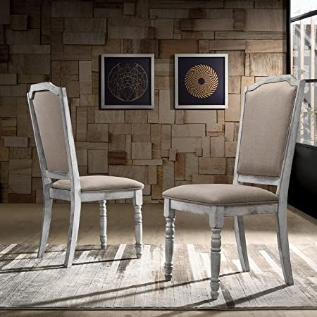 Great Deal Furniture Truda Farmhouse Light Grey Finish Acacia Wood Dining Chairs | Amazon (US)