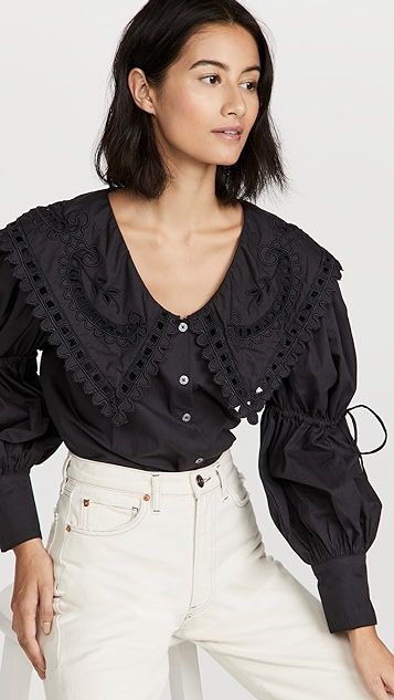 Santos Eyelet Collar Blouse | Shopbop