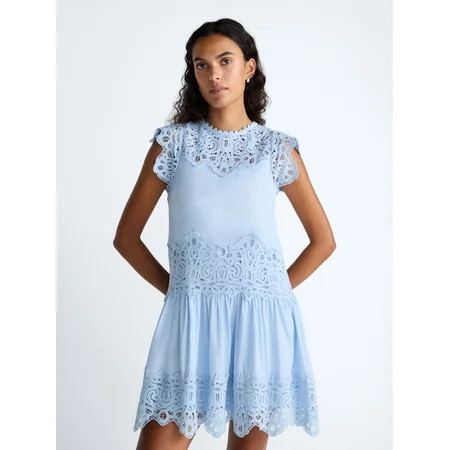 Scoop Women's and Women's Plus Crochet Mini Dress, Sizes XS-4X | Walmart (US)