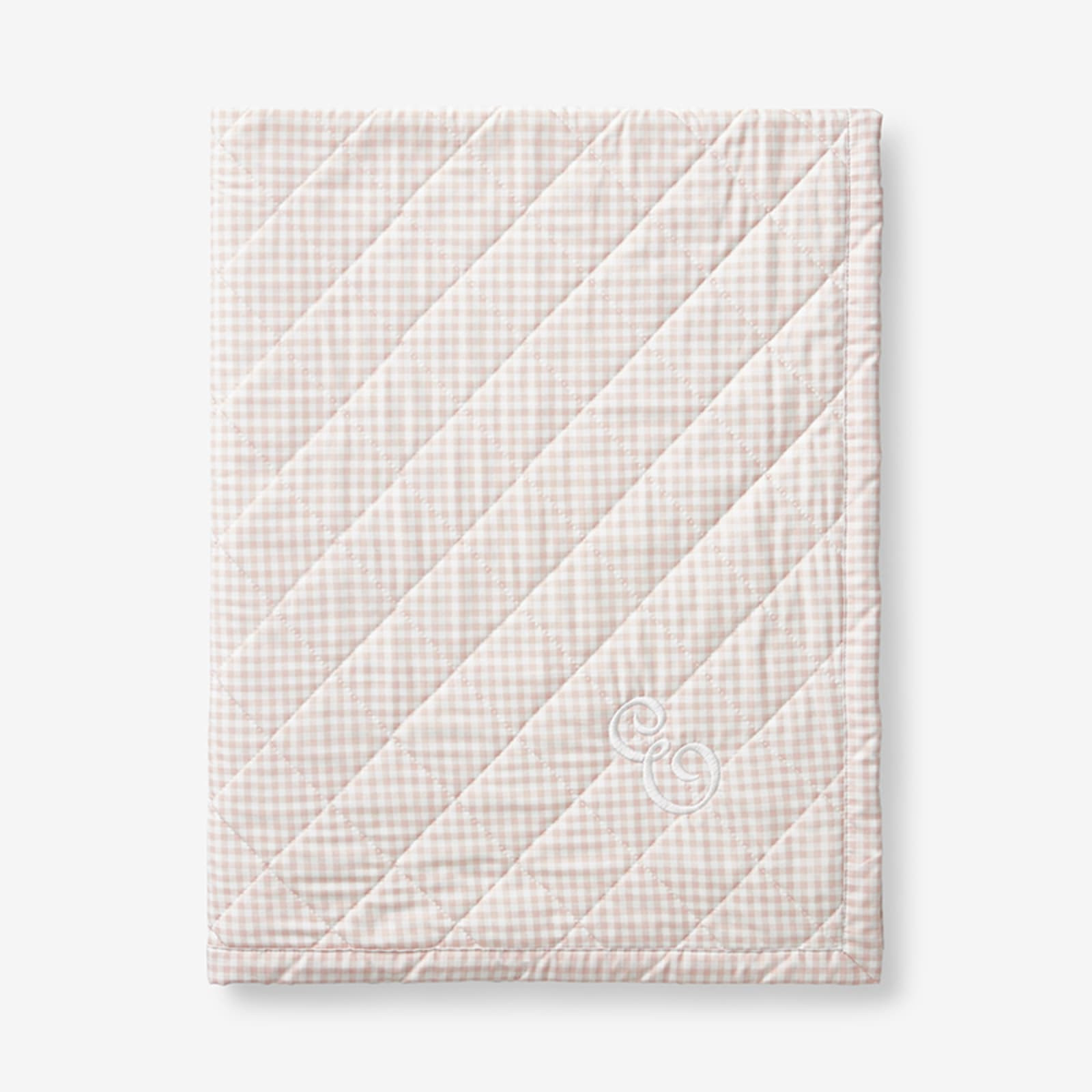 Ditsy Gingham Classic Cool Organic Cotton Percale Quilted Reversible Sherpa Stroller Blanket - Pi... | The Company Store