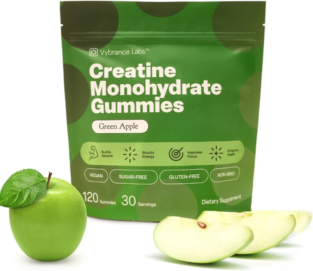 Creapure Creatine Gummies 5g + Taurine & B12 - Sugar-Free, Vegan, Gluten-Free - Green Apple - 120... | Amazon (US)