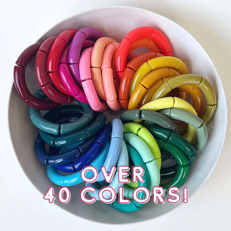 Acrylic Tube Bracelet  | Colorful Acrylic Bracelet Stack | Summer Jewelry Waterproof | Colorful B... | Etsy (US)
