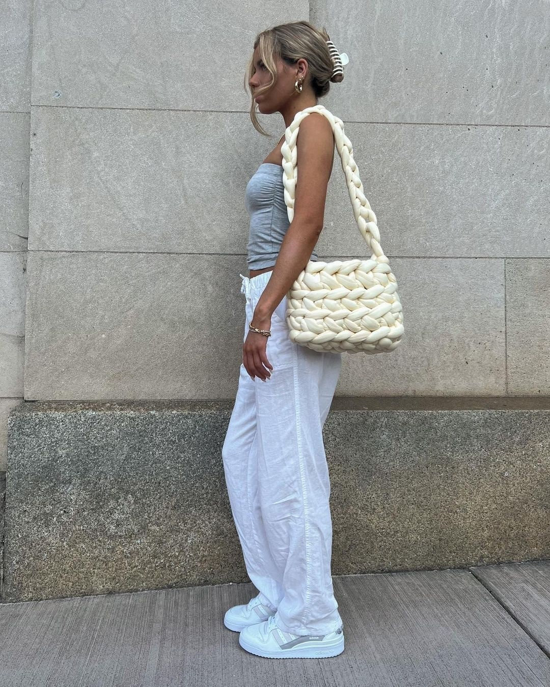 Super Chunky Yarn Purse - Knit Tote Bag Thick Yarn Handbag Commuter Bag Giant Yarn Puff Bag Croch... | Etsy (ES)