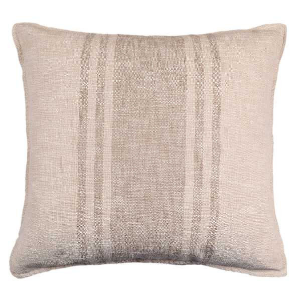 2-Pack Neutral Cotton Slub Striped Throw Pillow, 24", Natural, Poly-Cotton, sold by At Home | At Home
