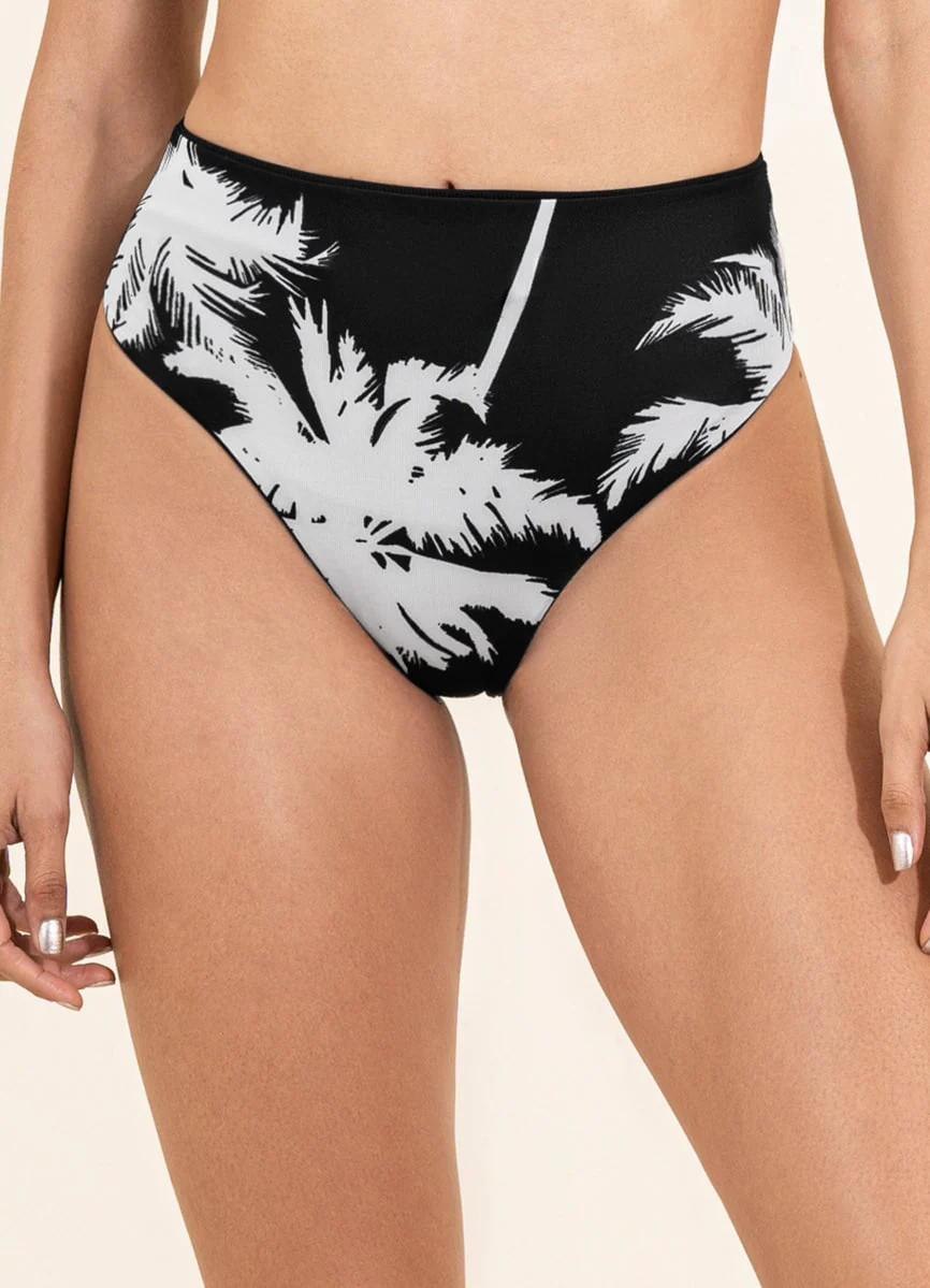 Maaji Jade Black Suzy Q High Rise/High Leg Bikini Bottom | Maaji