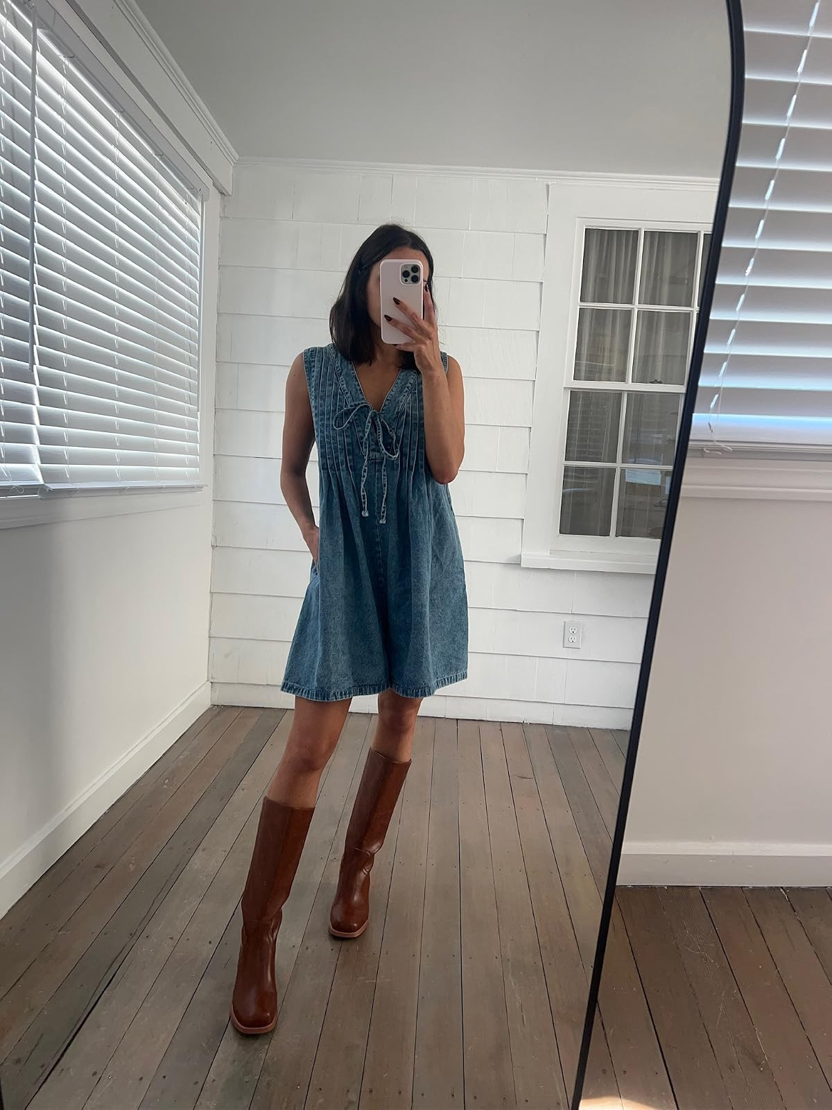 Falll romper dress wearing XS, size down runs big! boots true to size 

 