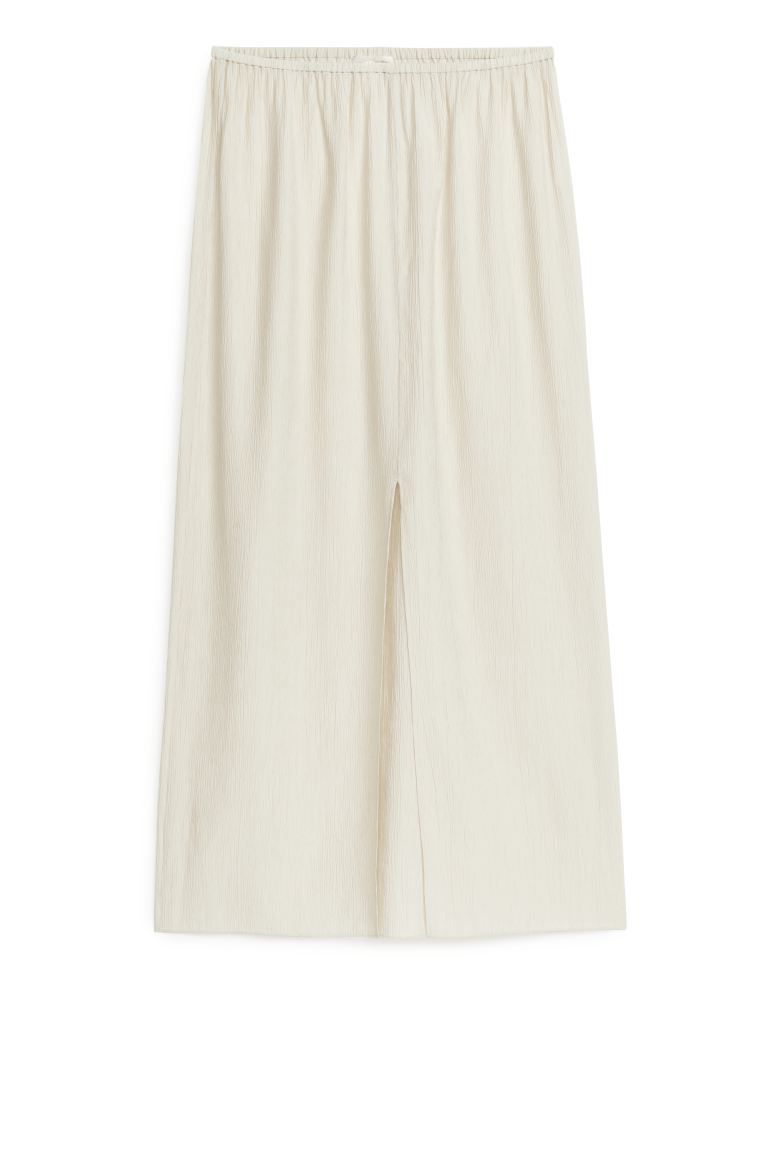 Crinkled Maxi Skirt - Off White - Ladies | H&M GB | H&M (UK, MY, IN, SG, PH, TW, HK)