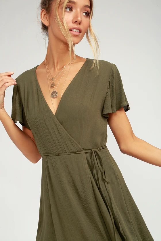 Harbor Point Olive Green Wrap Dress | Lulus (US)