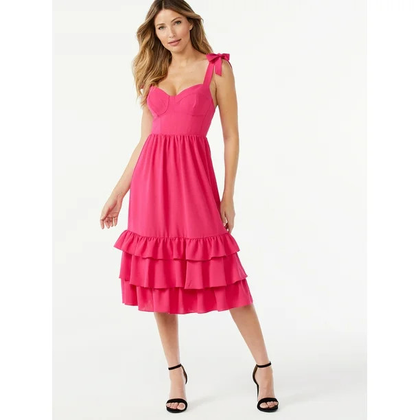 Sofia Jeans by Sofia Vergara Women's Bustier Midi Sundress | Walmart (US)