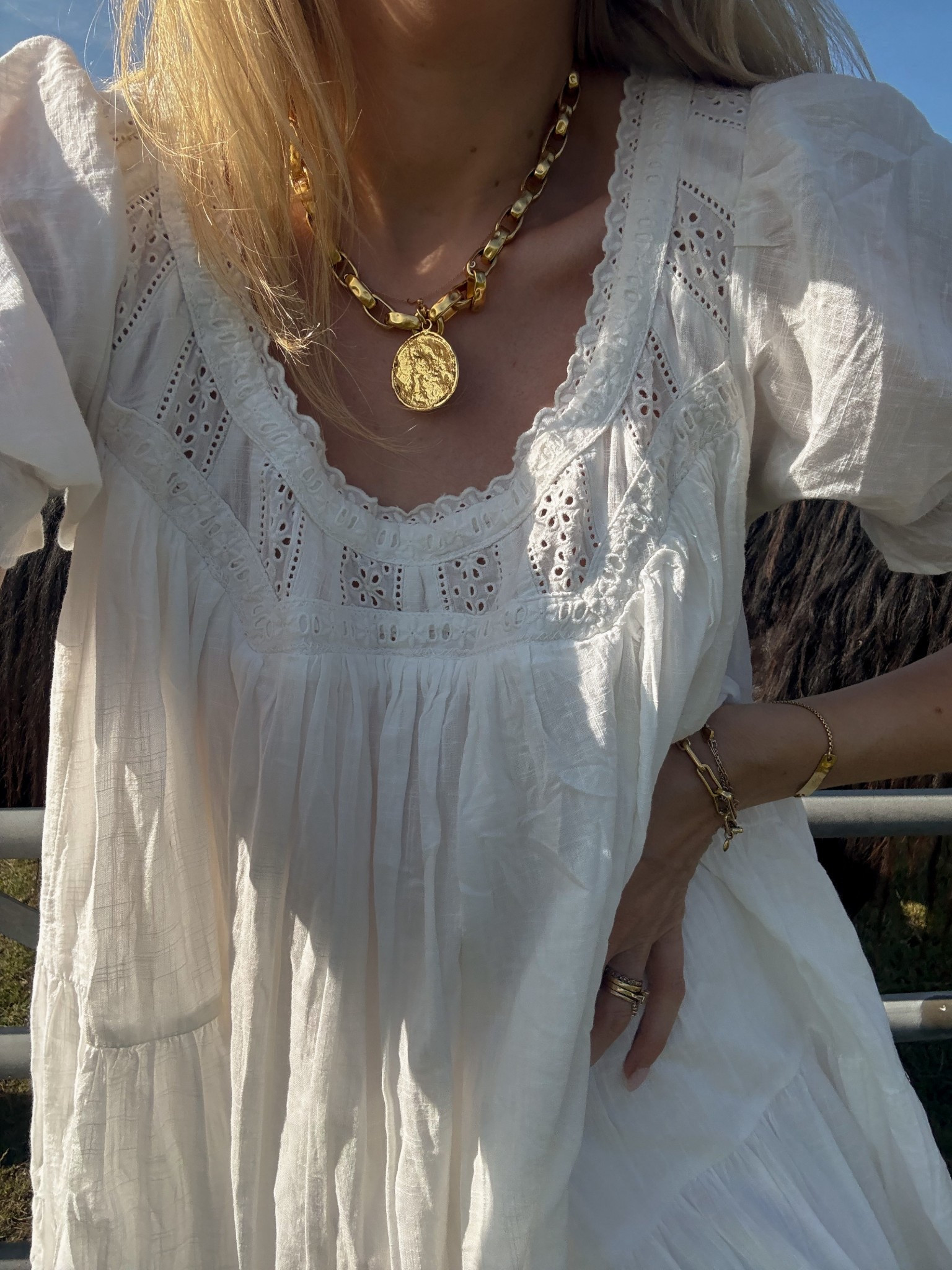 White summer dress, free people summer dress, floaty dress, holiday outfit , gold necklace, boho dress, festival style 

#LTKdresses #LTKsummer #LTKstyletip